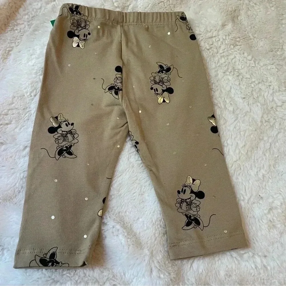 Baby Gap Disney Minnie Mouse Leggings Tan Gold Polka Dot Organic Cotton 3-6M NEW